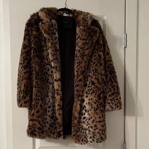 Talula Brown Leopard Print Teddy Jacket